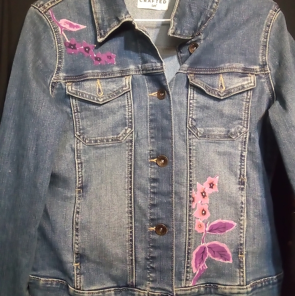 Up cycled denim jacket  made by LEE jeans originally M - Picture 2 of 3
